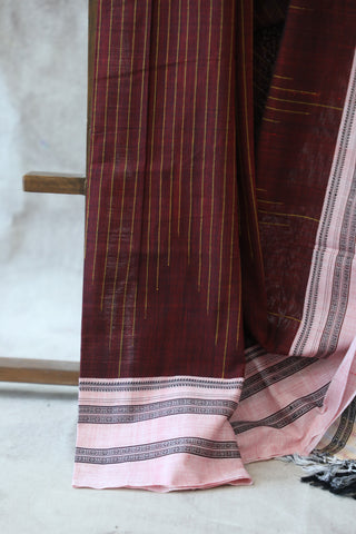 Maroon Cotton Ilkal Saree -SRMCIS398