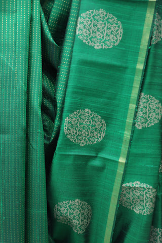 Green Raw Silk Saree - SRGRSS620