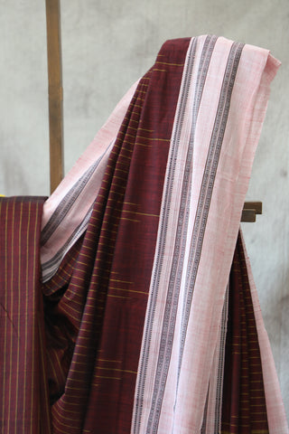 Maroon Cotton Ilkal Saree -SRMCIS398