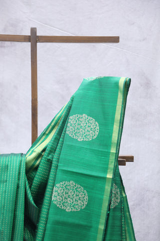 Green Raw Silk Saree - SRGRSS620