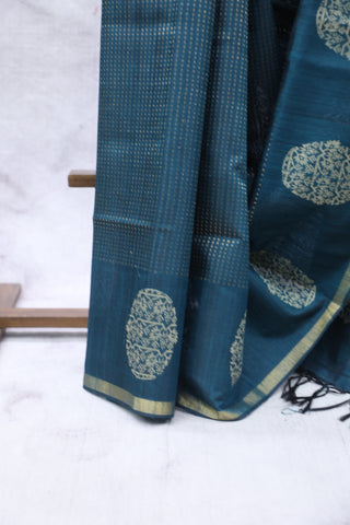 Dark Green Raw Silk Saree - SRDGRSS619