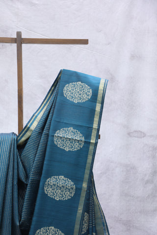 Dark Green Raw Silk Saree - SRDGRSS619