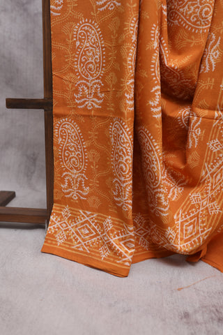 Orange HBP Cotton Saree-SROCS1071