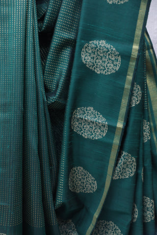 Dark Green Raw Silk Saree - SRDGRSS622