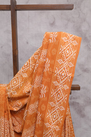 Orange HBP Cotton Saree-SROCS1071