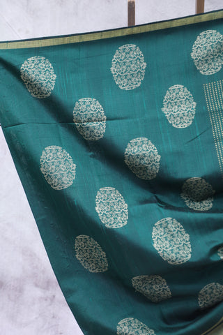 Dark Green Raw Silk Saree - SRDGRSS622