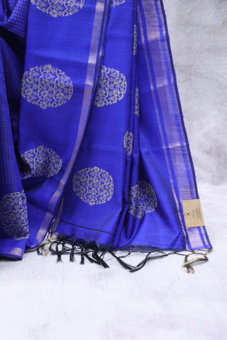 Dark Blue Raw Silk Saree - SRDBRSS617