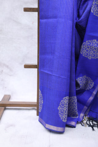 Dark Blue Raw Silk Saree - SRDBRSS617