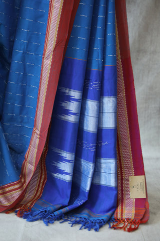 Blue Cotton Ilkal Saree -SRBCIS386