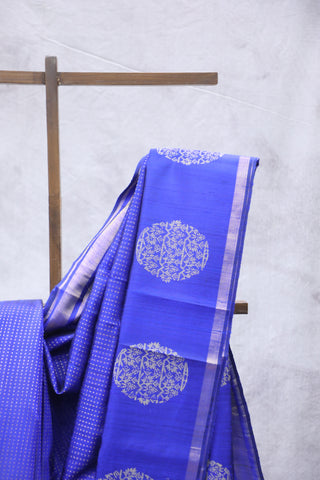 Dark Blue Raw Silk Saree - SRDBRSS617