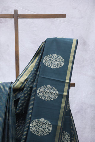 Dark Green Raw Silk Saree - SRWRSS616