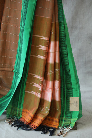 Brown Cotton Ilkal Saree -SRBCIS384