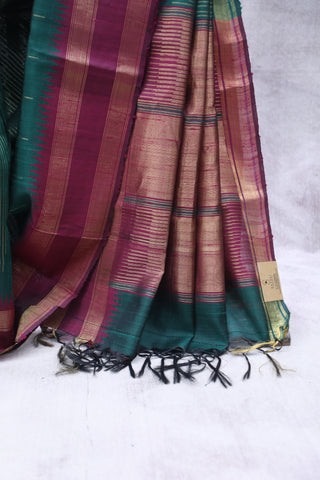 Dark Green Raw Silk Saree - SRDGRSS611