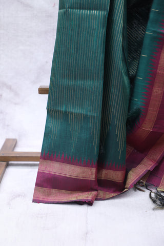 Dark Green Raw Silk Saree - SRDGRSS611