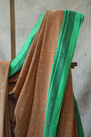 Brown Cotton Ilkal Saree -SRBCIS384