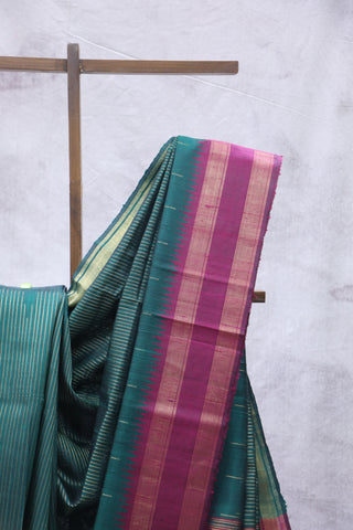 Dark Green Raw Silk Saree - SRDGRSS611