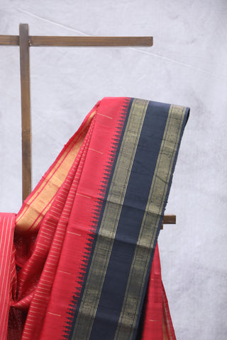 Red Raw Silk Saree - SRRRSS614