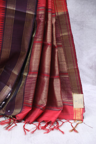 Red Raw Silk Saree - SRRRSS612