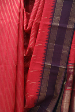 Red Raw Silk Saree - SRRRSS612