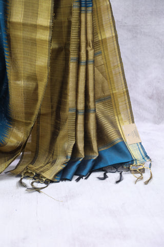 Teal Raw Silk Saree - SRTRSS615