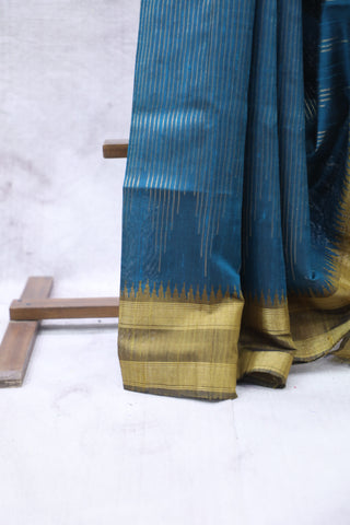 Teal Raw Silk Saree - SRTRSS615