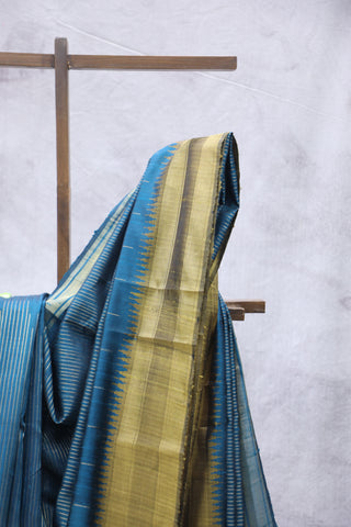 Teal Raw Silk Saree - SRTRSS615