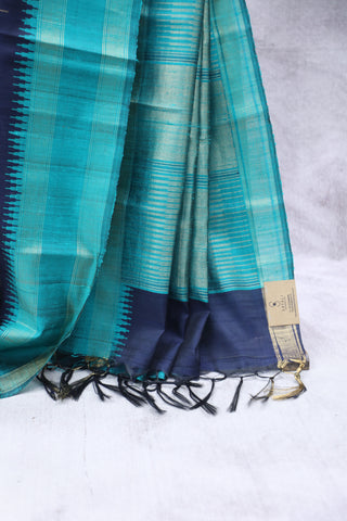 Dark Blue Raw Silk Saree - SRDBRSS610