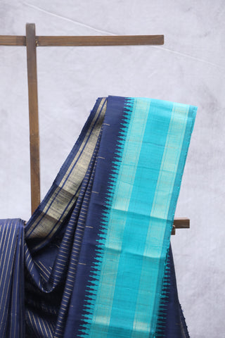 Dark Blue Raw Silk Saree - SRDBRSS610