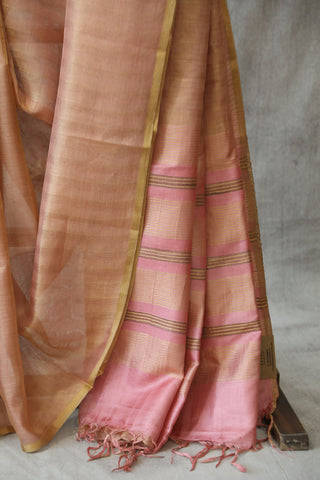 Pink Tussar Silk Saree - SRPTSS875