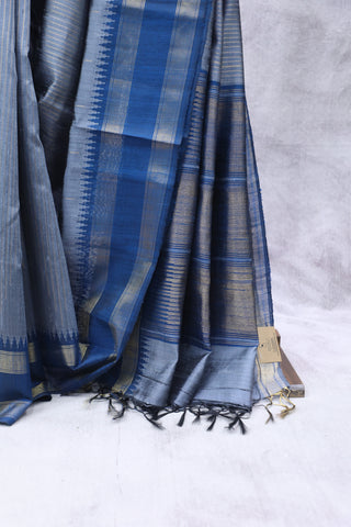 Grey Raw Silk Saree - SRGRSS609