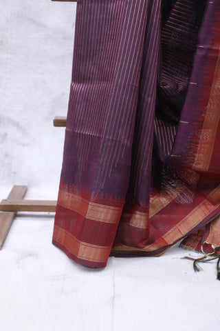 Wine Raw Silk Saree - SRWRSS607