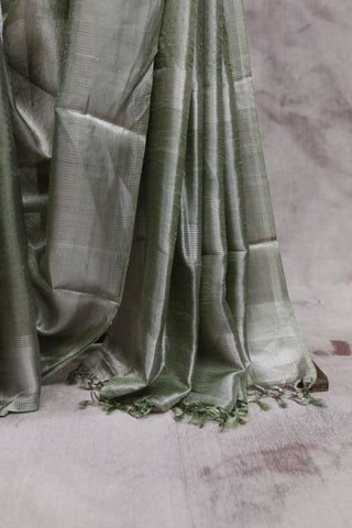 Mint Green Tissue Tussar Silk Saree-SRMGTTSS58