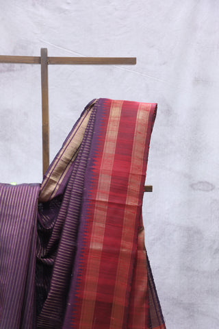 Wine Raw Silk Saree - SRWRSS607