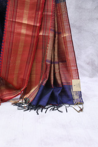 Midnight Blue Raw Silk Saree - SRMBRSS634