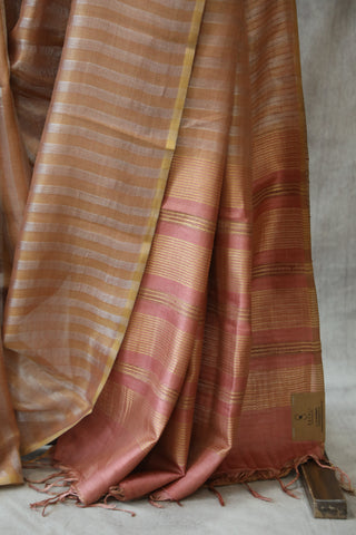 Pink Tussar Silk Saree - SRPTSS876