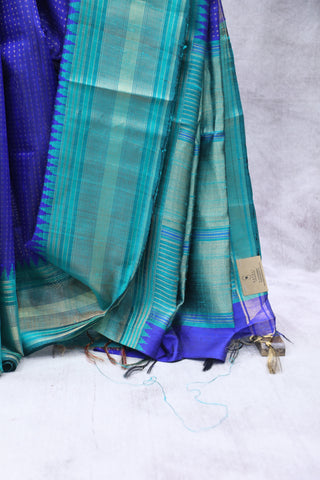 Dark Blue Raw Silk Saree - SRDBRSS643