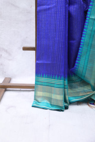 Dark Blue Raw Silk Saree - SRDBRSS643