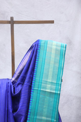 Dark Blue Raw Silk Saree - SRDBRSS643