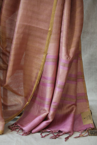 Onion Pink Tussar Silk Saree - SROPTSS877