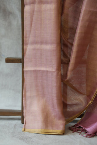 Onion Pink Tussar Silk Saree - SROPTSS877