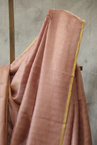 Onion Pink Tussar Silk Saree - SROPTSS877