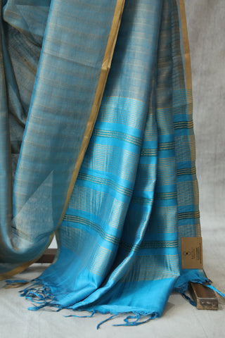 Blue Tussar Silk Saree - SRBTSS872