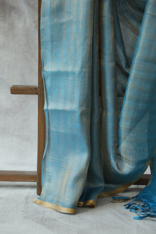 Blue Tussar Silk Saree - SRBTSS872