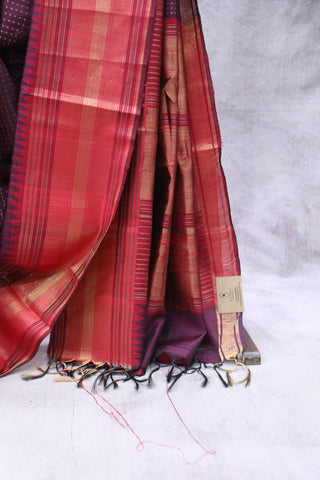 Wine Raw Silk Saree - SRWRSS645