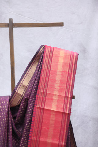 Wine Raw Silk Saree - SRWRSS645