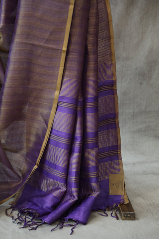 Violet Tussar Silk Saree - SRVTSS874