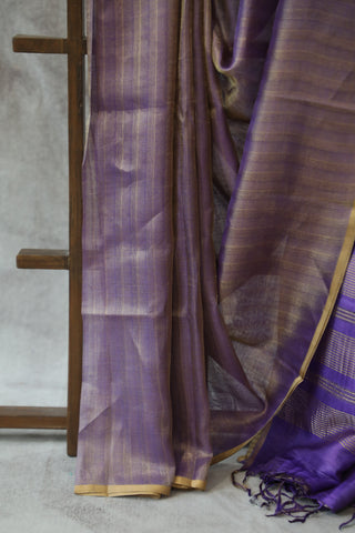 Violet Tussar Silk Saree - SRVTSS874