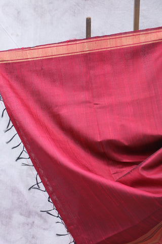 Wine Raw Silk Saree - SRWRSS645