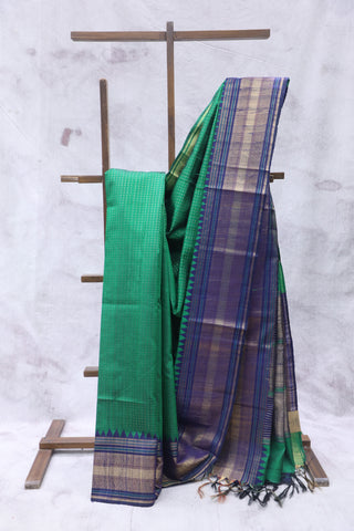 Green Raw Silk Saree - SRGRSS646