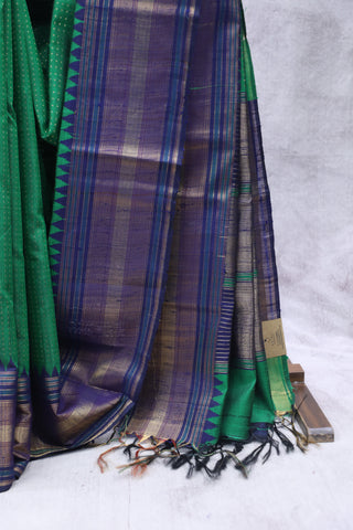 Green Raw Silk Saree - SRGRSS646